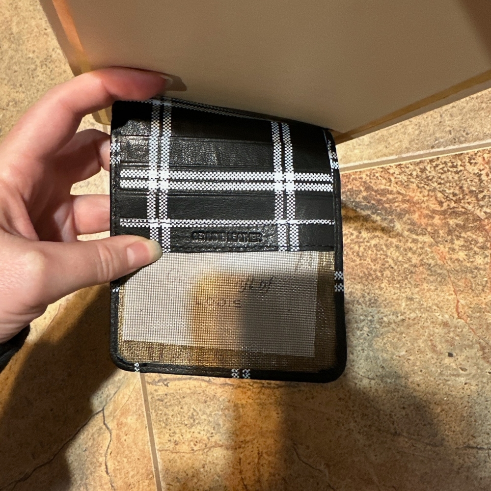 LODIS black leather plaid card case NWT with RFID protection - Picture 5 of 5